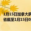 1月15日加拿大萨斯喀彻温省疫情最新消息-截至萨斯喀彻温省截至1月15日0时00分(北京时间）疫情数据统计