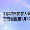 1月17日加拿大爱德华王子岛省疫情最新消息-截至爱德华王子岛省截至1月17日6时48分(北京时间）疫情数据统计