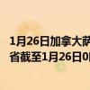1月26日加拿大萨斯喀彻温省疫情最新消息-截至萨斯喀彻温省截至1月26日0时00分(北京时间）疫情数据统计