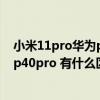 小米11pro华为p40pro拍照样张对比（小米11pro 和华为p40pro 有什么区别）