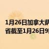 1月26日加拿大萨斯喀彻温省疫情最新消息-截至萨斯喀彻温省截至1月26日9时34分(北京时间）疫情数据统计