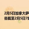 2月5日加拿大萨斯喀彻温省疫情最新消息-截至萨斯喀彻温省截至2月5日7时08分(北京时间）疫情数据统计