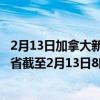 2月13日加拿大新不伦瑞克省疫情最新消息-截至新不伦瑞克省截至2月13日8时28分(北京时间）疫情数据统计
