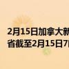 2月15日加拿大新不伦瑞克省疫情最新消息-截至新不伦瑞克省截至2月15日7时07分(北京时间）疫情数据统计