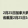 2月21日加拿大萨斯喀彻温省疫情最新消息-截至萨斯喀彻温省截至2月21日14时52分(北京时间）疫情数据统计