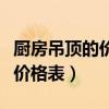 厨房吊顶的价格一般是多少（我想问厨房吊顶价格表）