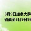 3月9日加拿大萨斯喀彻温省疫情最新消息-截至萨斯喀彻温省截至3月9日9时34分(北京时间）疫情数据统计