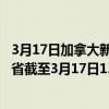 3月17日加拿大新不伦瑞克省疫情最新消息-截至新不伦瑞克省截至3月17日13时15分(北京时间）疫情数据统计