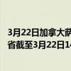 3月22日加拿大萨斯喀彻温省疫情最新消息-截至萨斯喀彻温省截至3月22日14时48分(北京时间）疫情数据统计