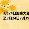 3月24日加拿大新斯科舍省疫情最新消息-截至新斯科舍省截至3月24日7时39分(北京时间）疫情数据统计