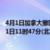 4月1日加拿大撤回人员疫情最新消息-截至撤回人员截至4月1日11时47分(北京时间）疫情数据统计