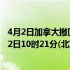 4月2日加拿大撤回人员疫情最新消息-截至撤回人员截至4月2日10时21分(北京时间）疫情数据统计