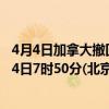 4月4日加拿大撤回人员疫情最新消息-截至撤回人员截至4月4日7时50分(北京时间）疫情数据统计