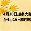 4月16日加拿大新斯科舍省疫情最新消息-截至新斯科舍省截至4月16日0时00分(北京时间）疫情数据统计