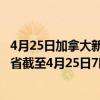 4月25日加拿大新不伦瑞克省疫情最新消息-截至新不伦瑞克省截至4月25日7时01分(北京时间）疫情数据统计