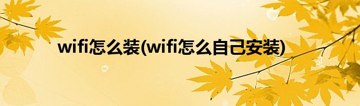 wifi怎么装(wifi怎么自己安装)