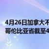 4月26日加拿大不列颠哥伦比亚省疫情最新消息-截至不列颠哥伦比亚省截至4月26日7时02分(北京时间）疫情数据统计