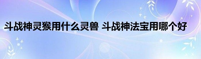 斗战神灵猴用什么灵兽 斗战神法宝用哪个好