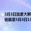 5月3日加拿大新不伦瑞克省疫情最新消息-截至新不伦瑞克省截至5月3日13时54分(北京时间）疫情数据统计