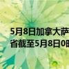 5月8日加拿大萨斯喀彻温省疫情最新消息-截至萨斯喀彻温省截至5月8日0时00分(北京时间）疫情数据统计