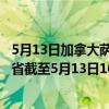 5月13日加拿大萨斯喀彻温省疫情最新消息-截至萨斯喀彻温省截至5月13日10时57分(北京时间）疫情数据统计