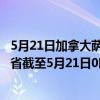 5月21日加拿大萨斯喀彻温省疫情最新消息-截至萨斯喀彻温省截至5月21日0时00分(北京时间）疫情数据统计