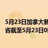5月23日加拿大新不伦瑞克省疫情最新消息-截至新不伦瑞克省截至5月23日0时00分(北京时间）疫情数据统计