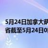 5月24日加拿大萨斯喀彻温省疫情最新消息-截至萨斯喀彻温省截至5月24日0时00分(北京时间）疫情数据统计