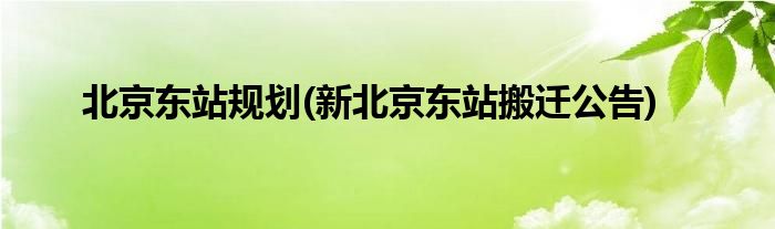 北京东站规划(新北京东站搬迁公告)"