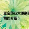 亚宝药业太原制药有限公司（关于亚宝药业太原制药有限公司的介绍）