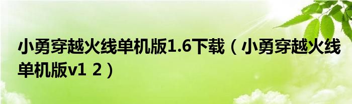 小勇穿越火线单机版1.6下载（小勇穿越火线单机版v1 2）