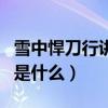 雪中悍刀行讲的是什么事儿（雪中悍刀行讲的是什么）