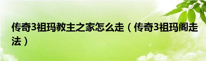 传奇3祖玛教主之家怎么走（传奇3祖玛阁走法）