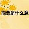 摘要是什么意思举例说明（摘要是什么意思）
