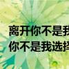 离开你不是我选择丢下丢像你我怎么办（离开你不是我选择）