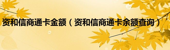 资和信商通卡金额（资和信商通卡余额查询）