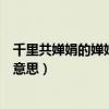 千里共婵娟的婵娟是什么意思啊（千里共婵娟的婵娟是什么意思）