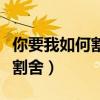 你要我如何割舍像刀割一样痛着（你要我如何割舍）