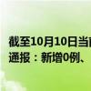 截至10月10日当前天津滨海新区最新疫情消息今天实时数据通报：新增0例、累计确诊121例