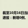 截至10月16日当前天津滨海新区最新疫情消息今天实时数据通报：新增0例、累计确诊121例