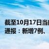 截至10月17日当前黑龙江哈尔滨最新疫情消息今天实时数据通报：新增7例、累计确诊1489例