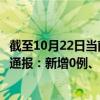 截至10月22日当前天津滨海新区最新疫情消息今天实时数据通报：新增0例、累计确诊121例