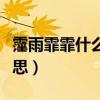 霪雨霏霏什么意思什么动物（霪雨霏霏什么意思）