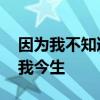 因为我不知道下一辈子是否还能遇见你,所以我今生