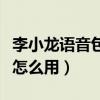 李小龙语音包怎么用视频教程（李小龙语音包怎么用）