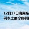 12月17日海南东方最新疫情消息今天实时数据通报：新增0例本土确诊病例和0例无症状感染者