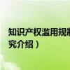 知识产权滥用规制制度研究（关于知识产权滥用规制制度研究介绍）