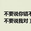 不要说你错不要说我对是什么歌（不要说你错不要说我对）