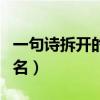 一句诗拆开的情侣名小说（一句诗拆开的情侣名）