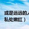 或是远远的人家墙头透出一只嫩红隔着新绿（私处嫩红）